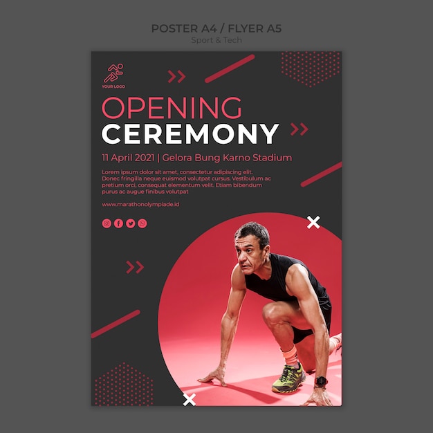 PSD gratuit modèle d'affiche avec design sport et technologie