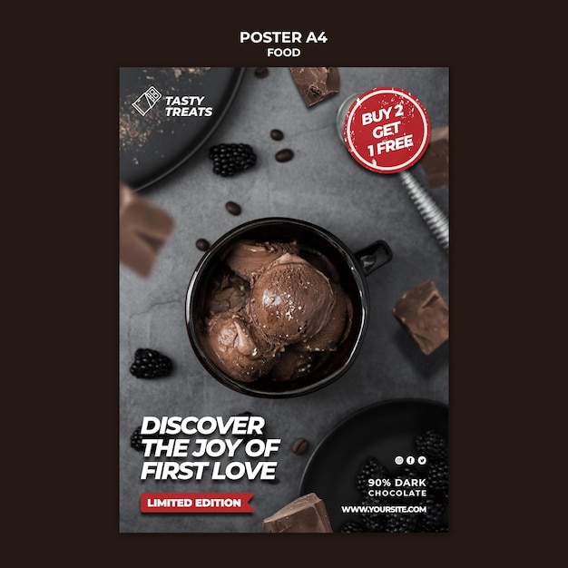 PSD gratuit modèle d'affiche de dessert savoureux