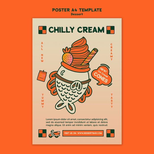 PSD gratuit modèle d'affiche de dessert