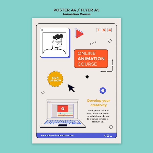 PSD gratuit modèle d'affiche de développement d'animation