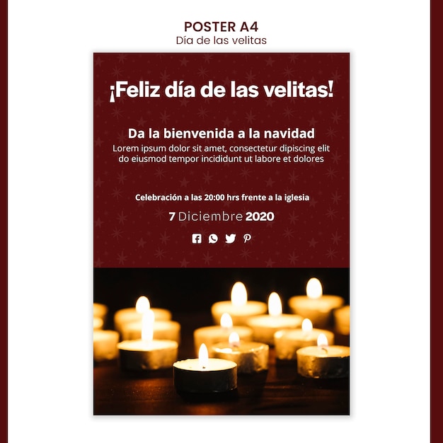 PSD gratuit modèle d'affiche dia de las velitas