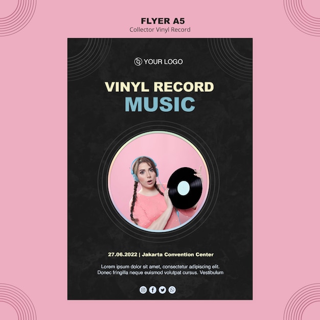 Modèle D'affiche De Disque Vinyle