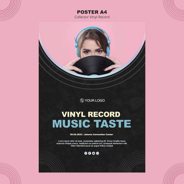 PSD gratuit modèle d'affiche de disque vinyle