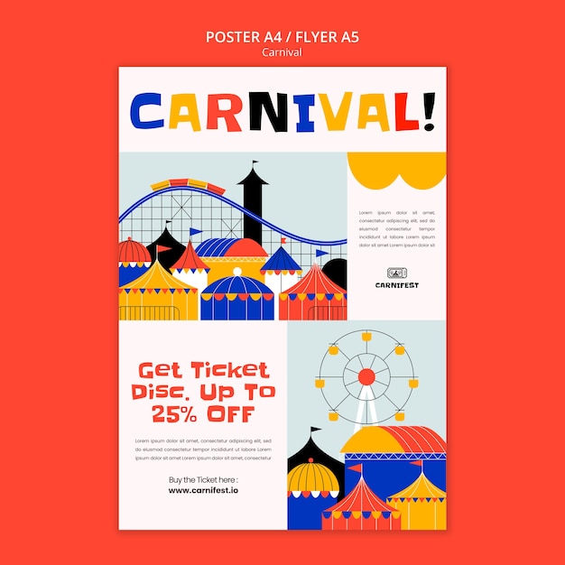 PSD gratuit modèle d'affiche de divertissement de carnaval