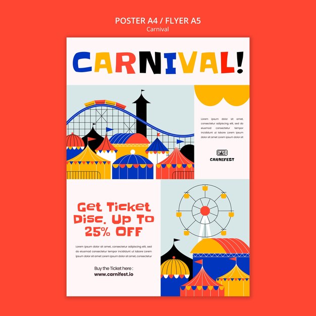 Modèle d'affiche de divertissement de carnaval