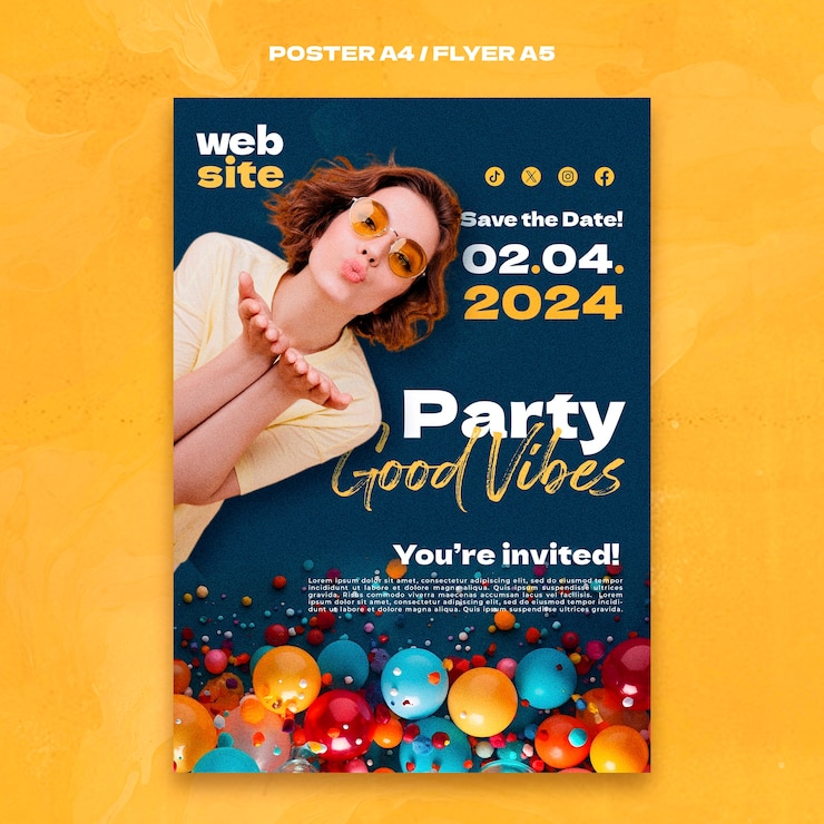 PSD gratuit modèle d'affiche de divertissement de fête