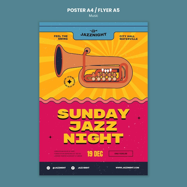 PSD gratuit modèle d'affiche de divertissement musical