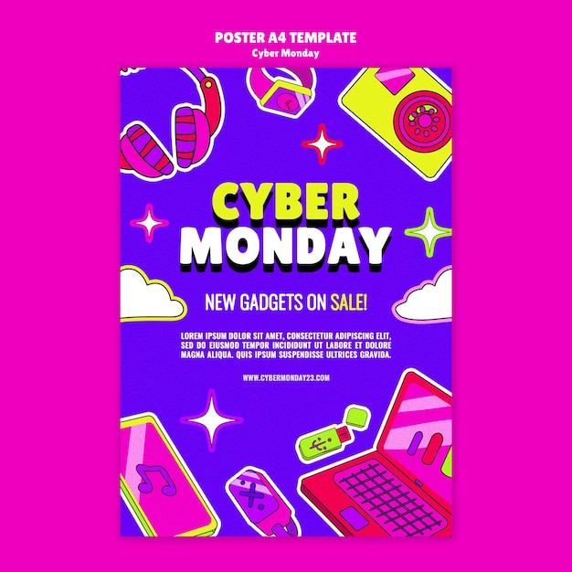 PSD gratuit modèle d'affiche du cyber lundi