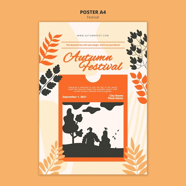 PSD gratuit modèle d'affiche du festival d'automne a4