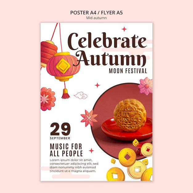 PSD gratuit modèle d'affiche du festival de la mi-automne