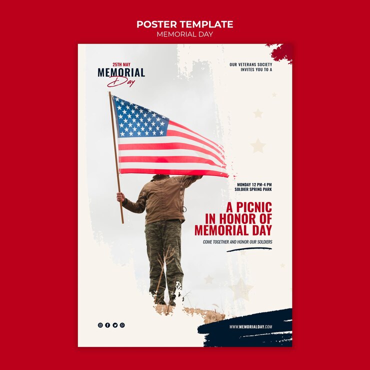 PSD gratuit modèle d'affiche du jour du souvenir