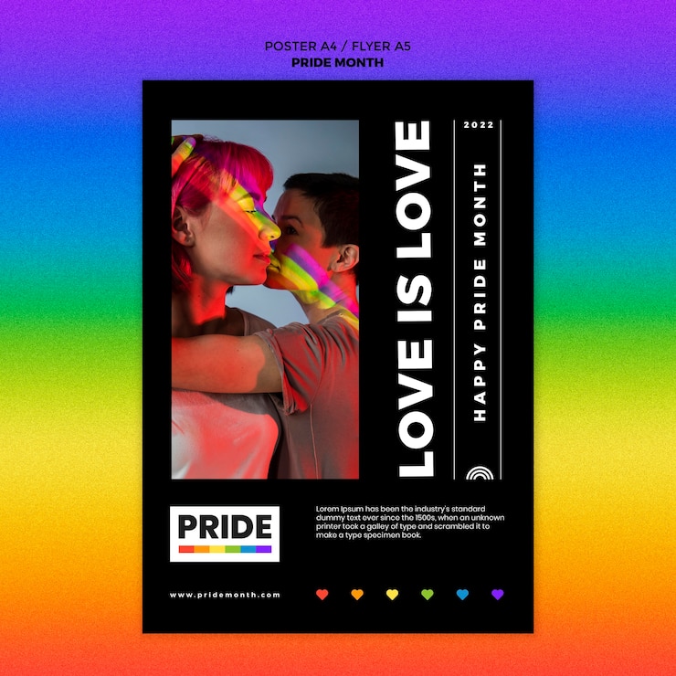 PSD gratuit modèle d'affiche du mois de la fierté design plat