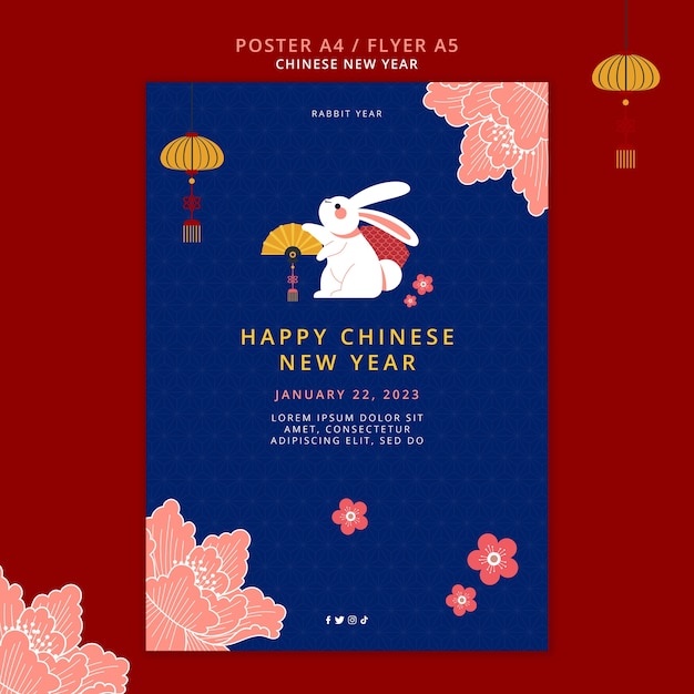 PSD gratuit modèle d'affiche du nouvel an chinois