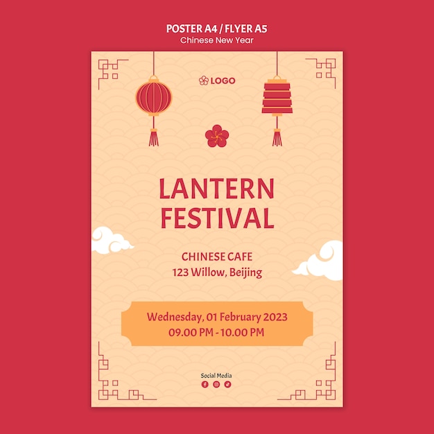 PSD gratuit modèle d'affiche du nouvel an chinois