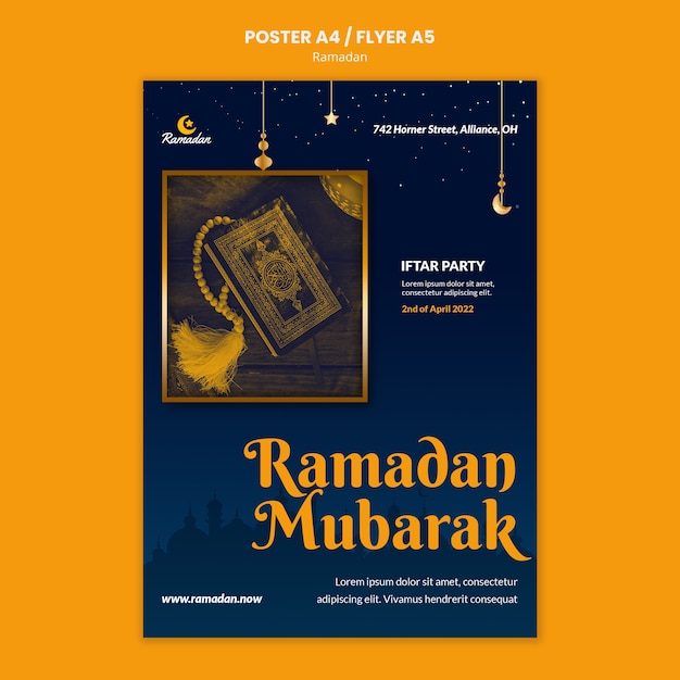 PSD gratuit modèle d'affiche du ramadan moubarak