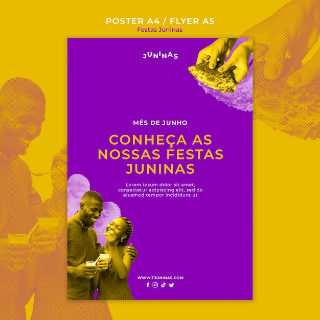 PSD gratuit modèle d'affiche duotone festas juninas