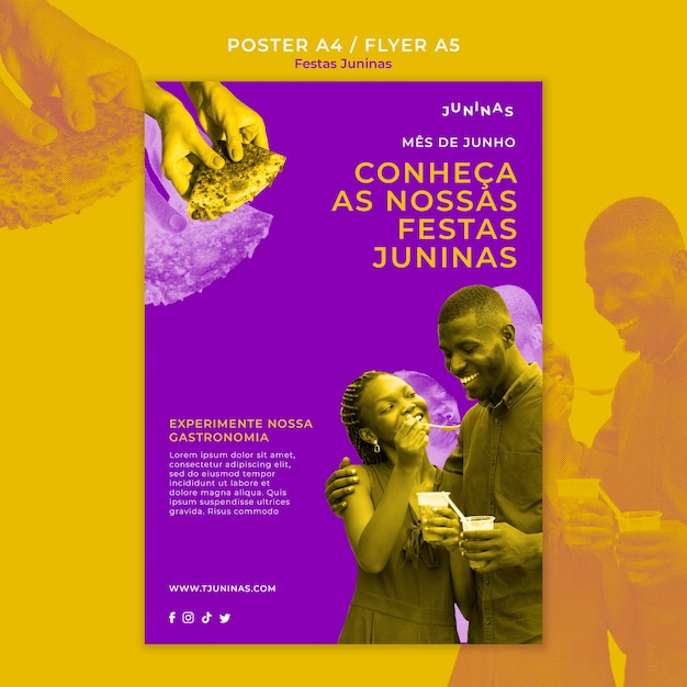 PSD gratuit modèle d'affiche duotone festas juninas