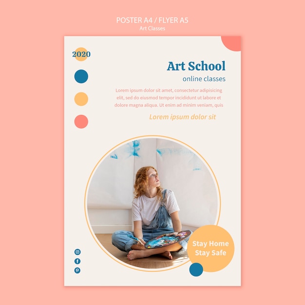 PSD gratuit modèle d'affiche d'école d'art