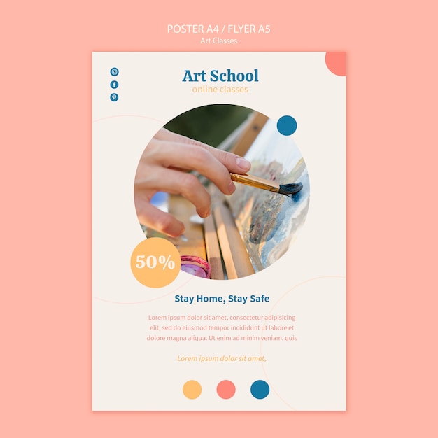 PSD gratuit modèle d'affiche d'école d'art