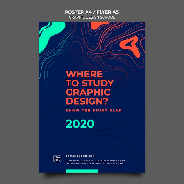 PSD gratuit modèle d'affiche d'école de design graphique