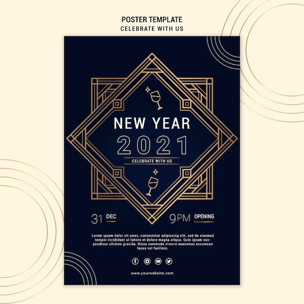 PSD gratuit modèle d'affiche élégant pour la fête du nouvel an