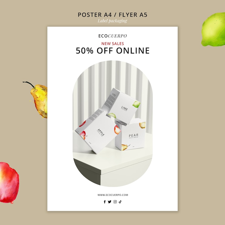 PSD gratuit modèle d'affiche d'emballage d'étiquette