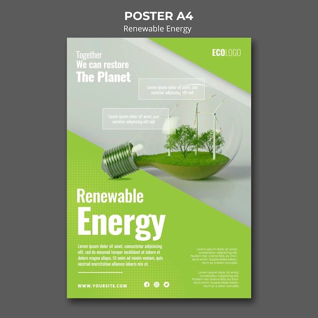 PSD gratuit modèle d'affiche d'énergie renouvelable