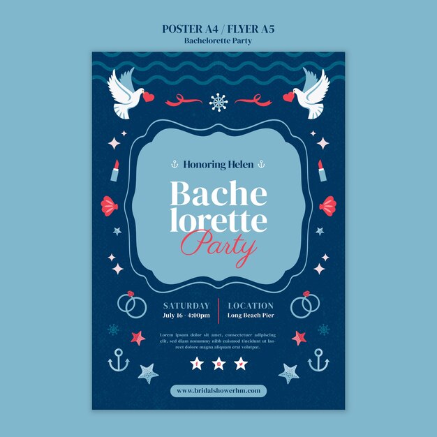 Modèle d'affiche d'enterrement de vie de jeune fille design plat
