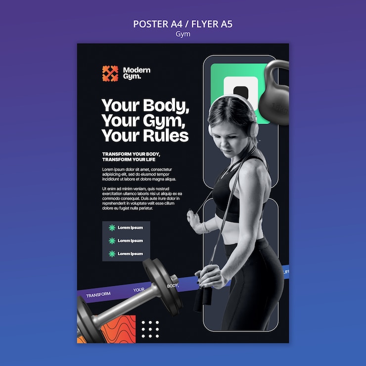 PSD gratuit modèle d'affiche d'entraînement au gymnase
