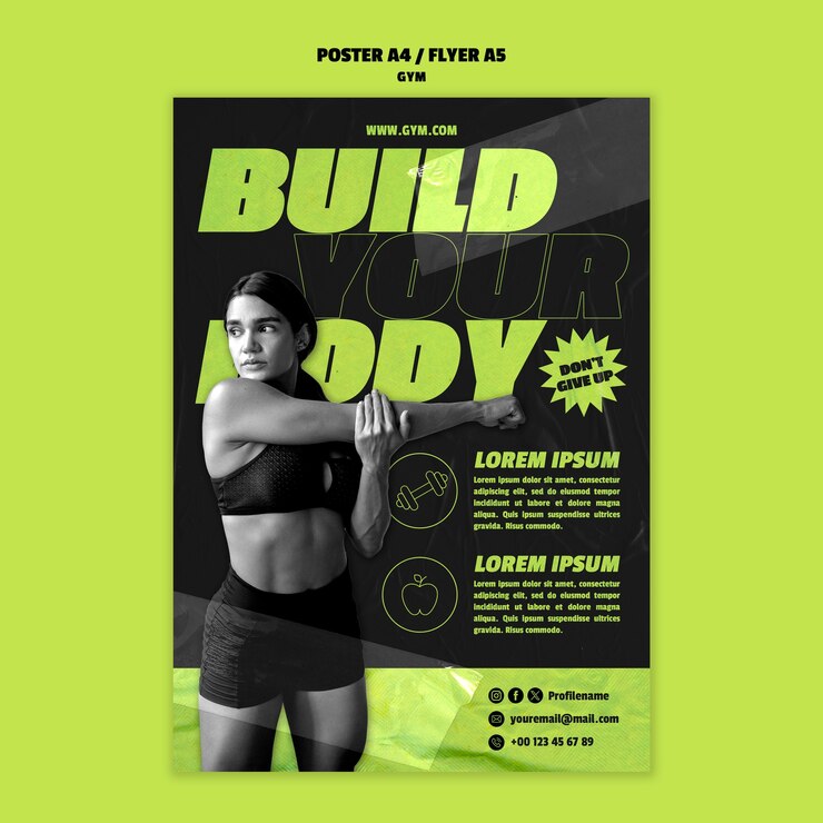 PSD gratuit modèle d'affiche d'entraînement au gymnase