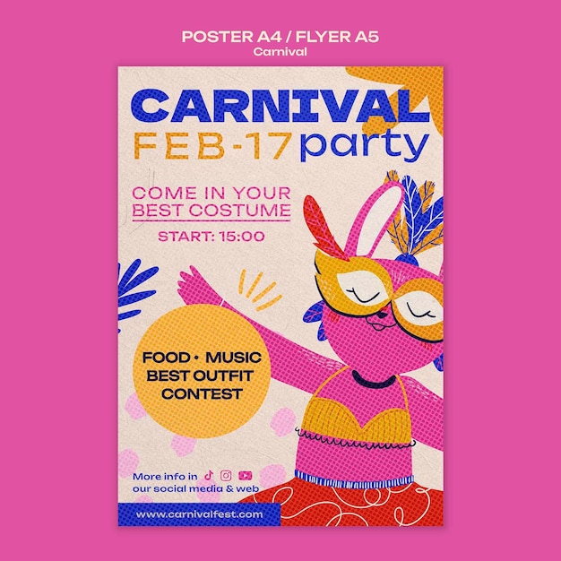 PSD gratuit modèle d'affiche d'événement de carnaval