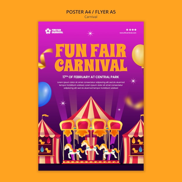 Modèle d'affiche d'événement de carnaval