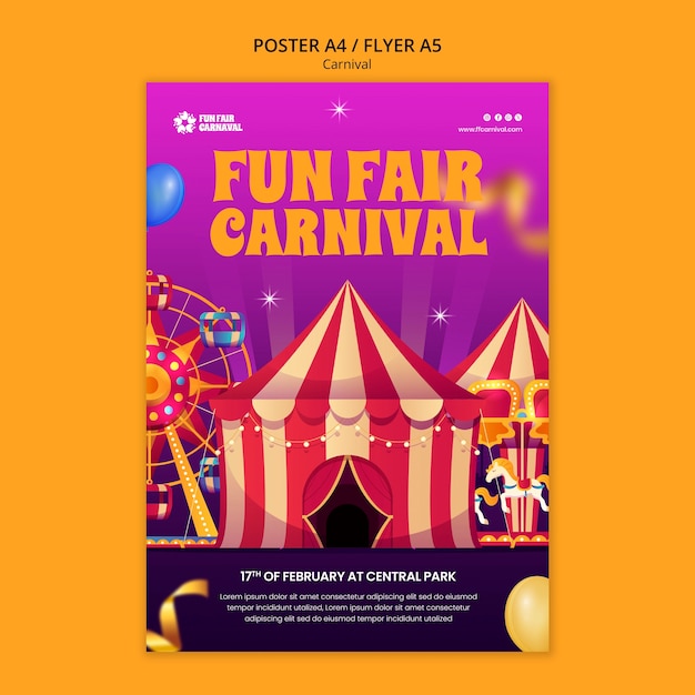 Modèle d'affiche d'événement de carnaval