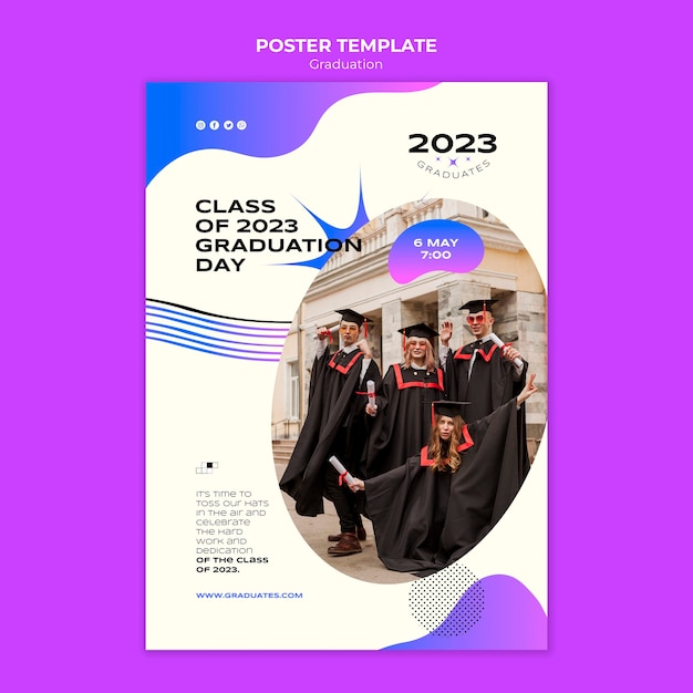 PSD gratuit modèle d'affiche d'événement de graduation dégradé