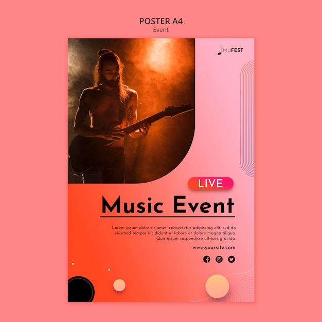 Modèle d'affiche d'événement musical