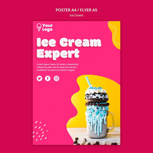 PSD gratuit modèle d'affiche expert en crème glacée