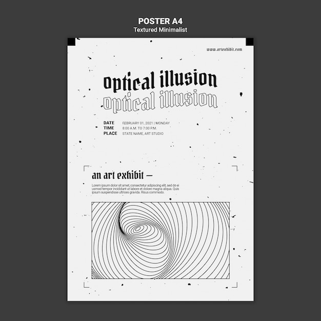 PSD gratuit modèle d'affiche d'exposition d'art d'illusion d'optique