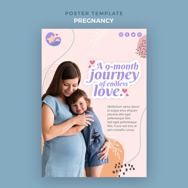 Modèle d'affiche avec une femme enceinte