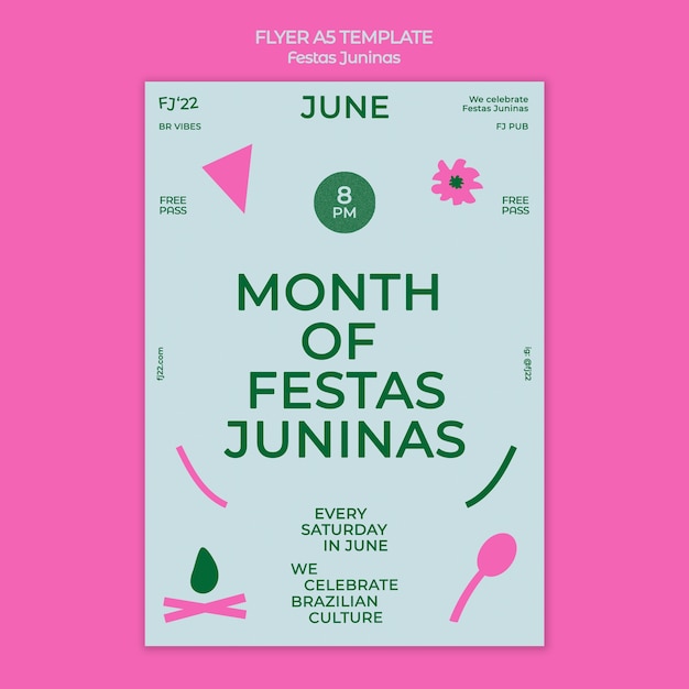 Modèle D'affiche Festas Juninas Design Plat