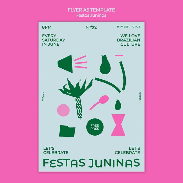 PSD gratuit modèle d'affiche festas juninas design plat