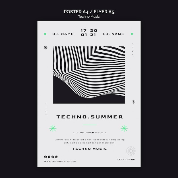 Modèle d'affiche de festival de musique techno