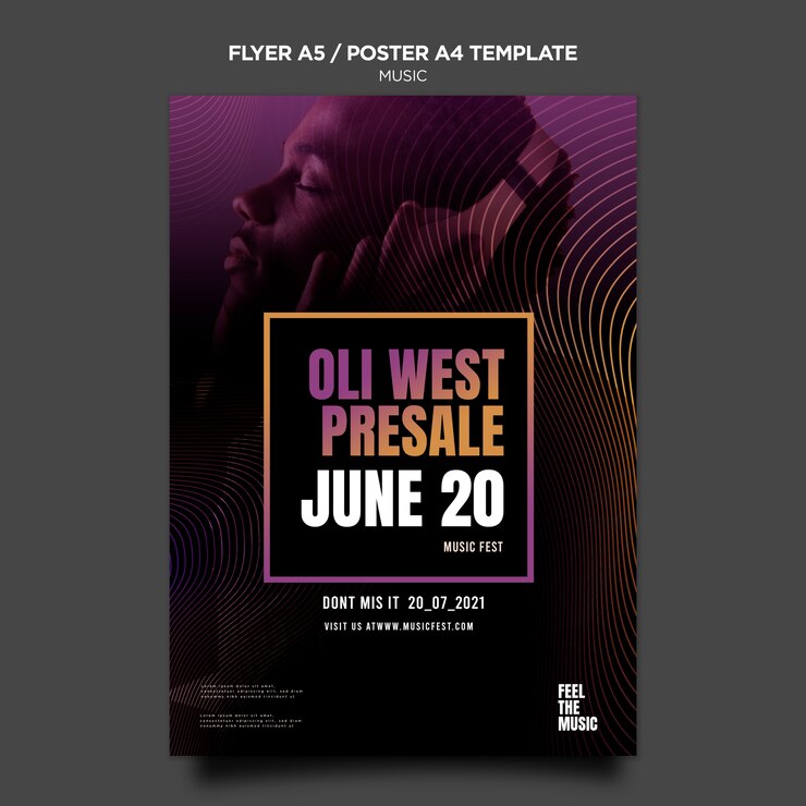 PSD gratuit modèle d'affiche de festival de musique