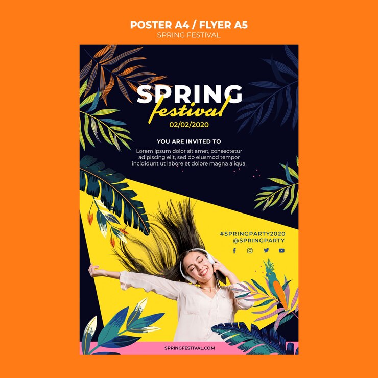 PSD gratuit modèle d'affiche de festival de printemps