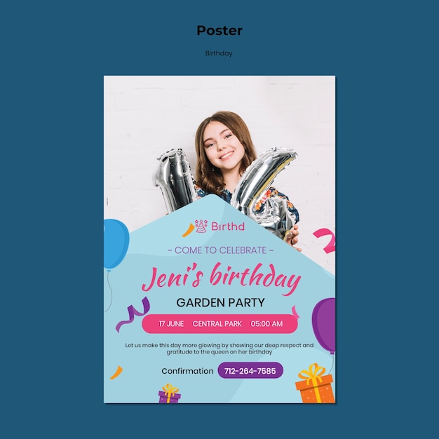 PSD gratuit modèle d'affiche de fête d'anniversaire enfant