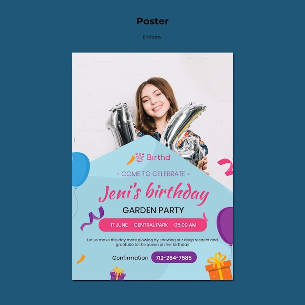 Modèle d'affiche de fête d'anniversaire enfant