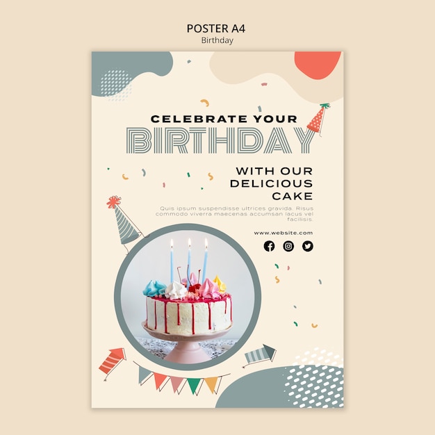 PSD gratuit modèle d'affiche de fête d'anniversaire