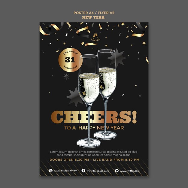 Modèle d'affiche de fête de bonne année