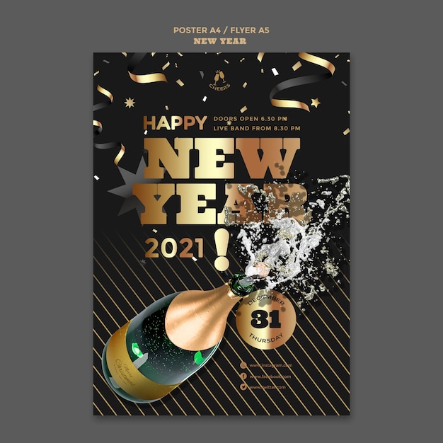 PSD gratuit modèle d'affiche de fête de bonne année