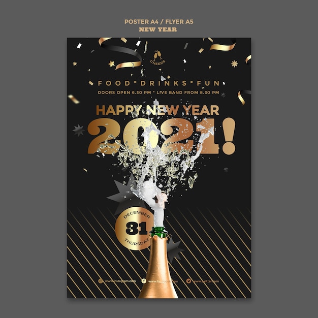 Modèle d'affiche de fête du Nouvel An