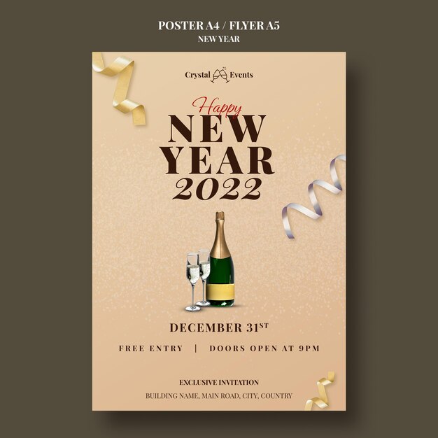 Modèle d'affiche de fête du nouvel an
